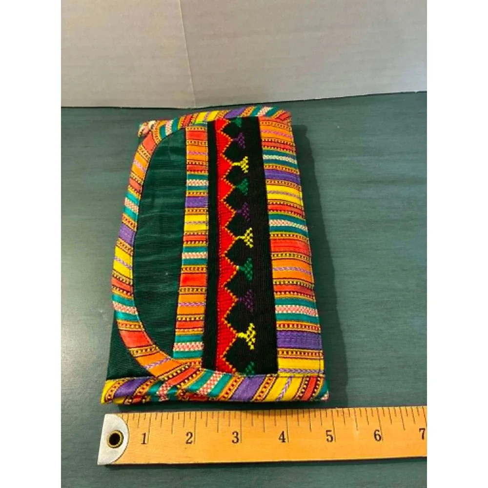 El Burgan LinaLama Design Clutch Purse Womens Multicolor Woven Embroidered Boho